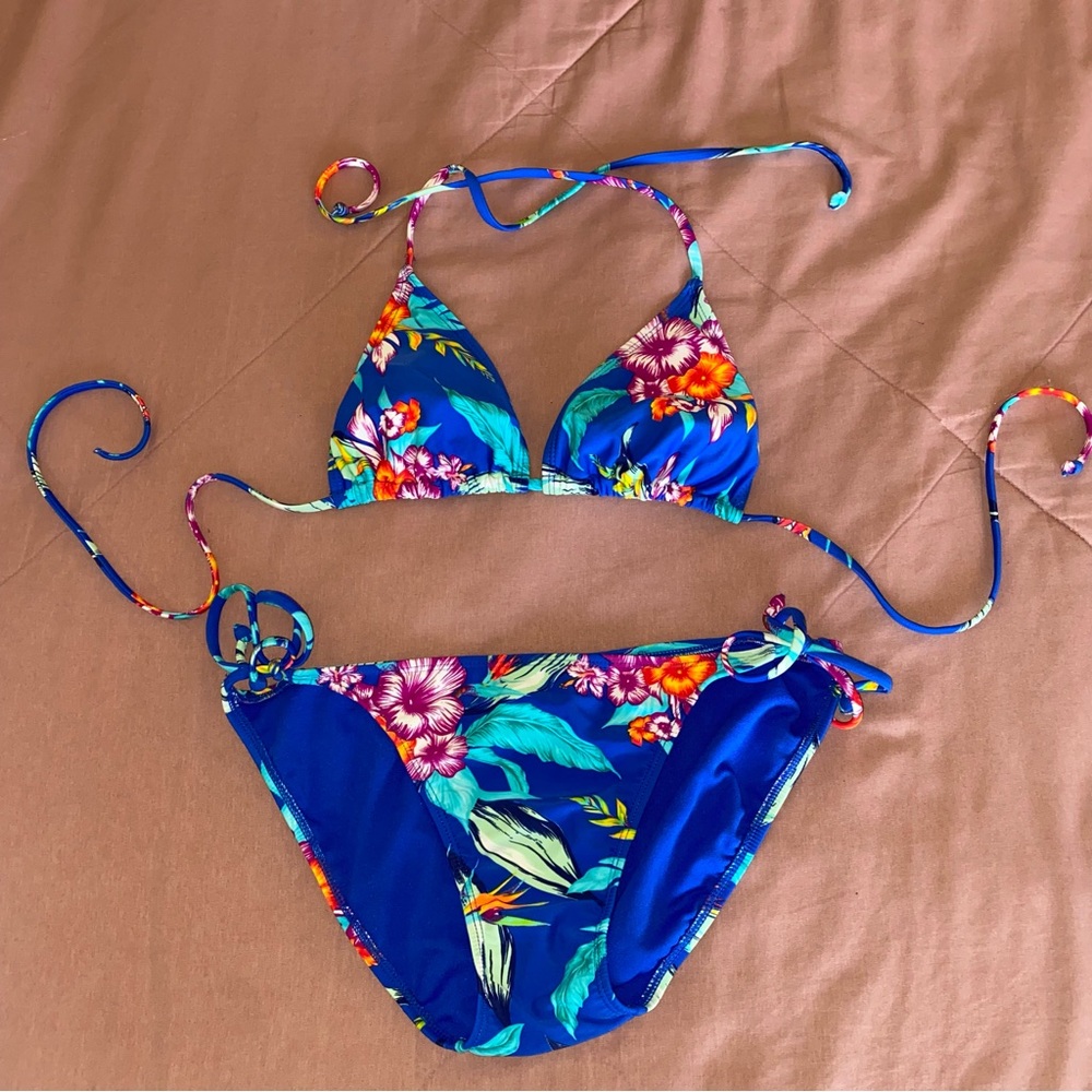 OLD NAVY Blue Tropical Bikini Set